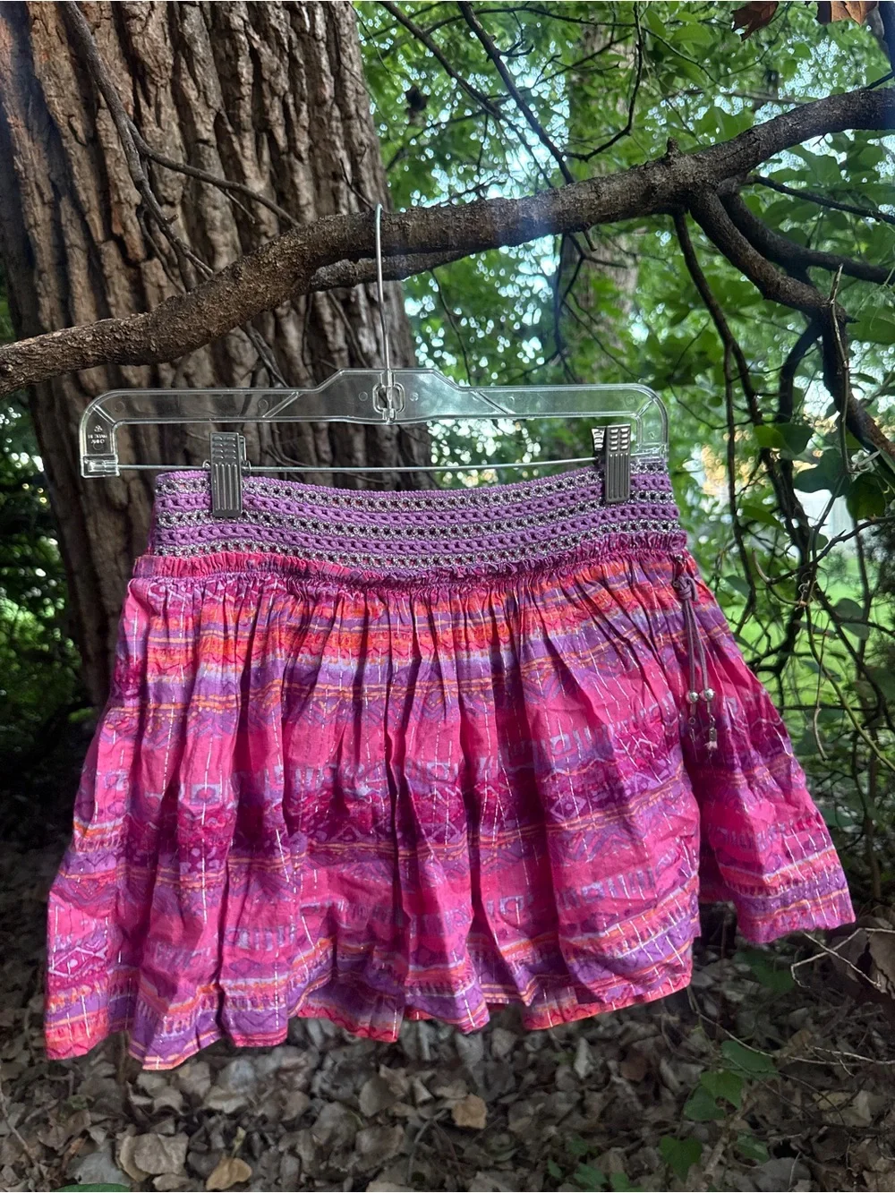 Justice Pink and Purple Sparkle Smocked Tiered Skirt